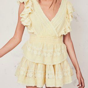 LOVE SHACK FANCY GWEN DRESS YELLOW- SIZE MEDIUM
